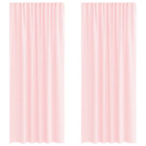 vidaXL Cortinas de voile com bolsos para var&atilde;o 2 pcs rosa-claro