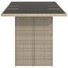 vidaXL Mesa jardim c/ tampo de vidro 190x80x74 cm vime PE cinza-claro