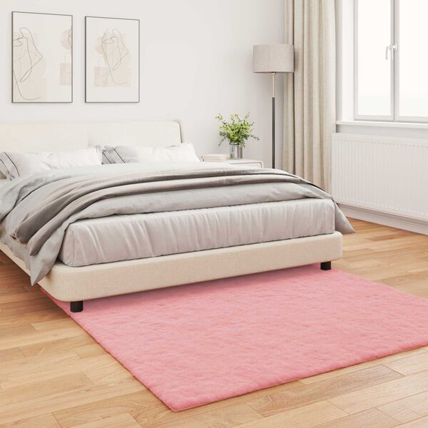 vidaXL Tapete de Pelo Sint&eacute;tico de Coelho Olite Rosa 160 x 160 cm