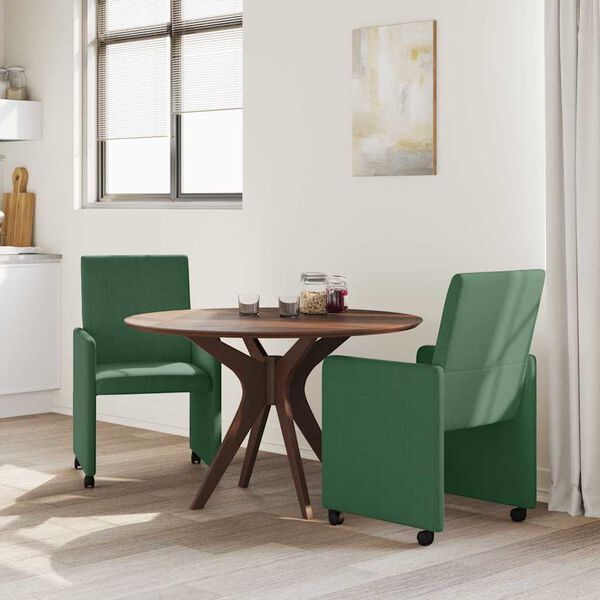 vidaXL Cadeiras de Jantar com rodas 2 pcs Cinza verde 57 x 66 x 94 cm