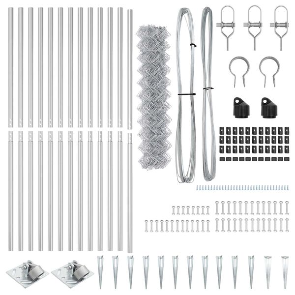 vidaXL Poste de Cerca Prateado 25 x 1,2 m (malha de 60 x 60 mm) A&ccedil;o