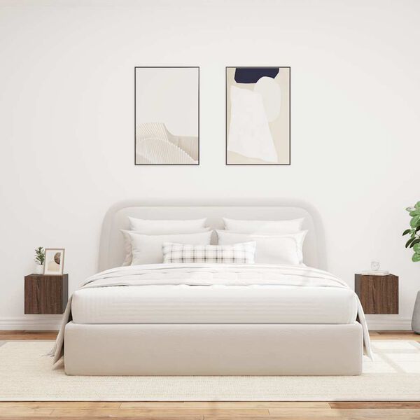 vidaXL M&oacute;veis de parede para TV com luzes LED 2 pcs carvalho castanho