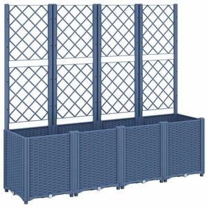 vidaXL Vaso/floreira de jardim c/ treli&ccedil;a 160x40x140 cm PP cinzento azul