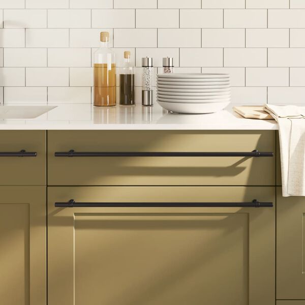 vidaXL Puxadores para móveis 10 pcs 480 mm aço inoxidável preto