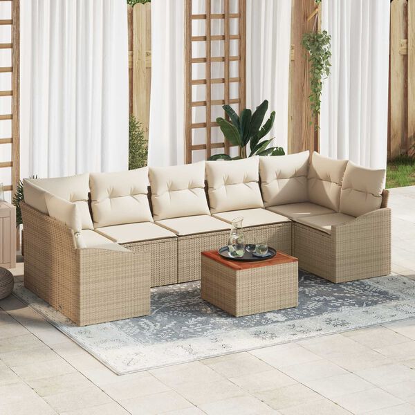 vidaXL Conjunto de Sofá de Jardim 8 pcs bege e branco