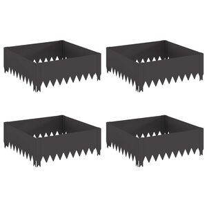 vidaXL Acabamento para Gramado 4 pcs 60 x 60 x 20 cm A&ccedil;o Preto