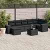 vidaXL 8 pcs conjunto sof&aacute;s de jardim com almofad&otilde;es vime PE preto