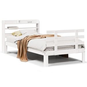 vidaXL Estrutura de cama c/ cabeceira sem colch&atilde;o 100x200 cm branco