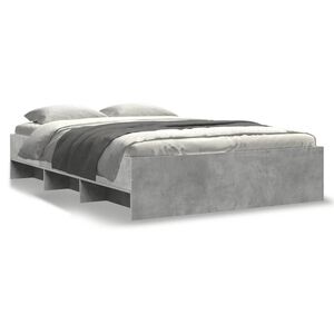 vidaXL Estrutura de cama 135x190 cm derivados de madeira cinza cimento