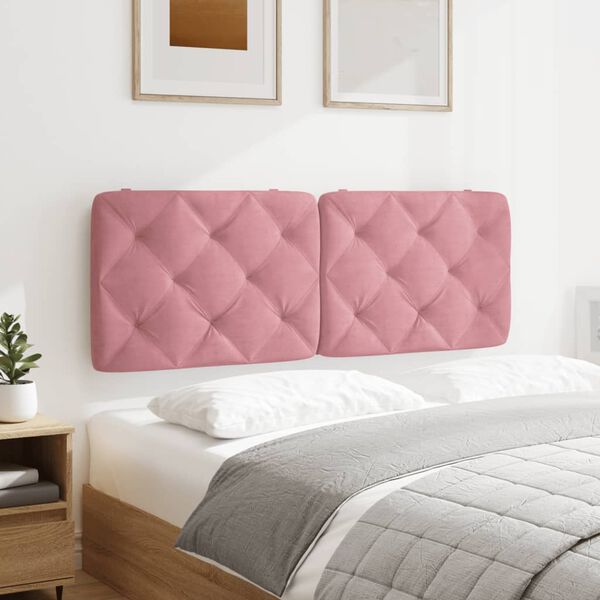 vidaXL Almofad&atilde;o de cabeceira 120 cm veludo rosa