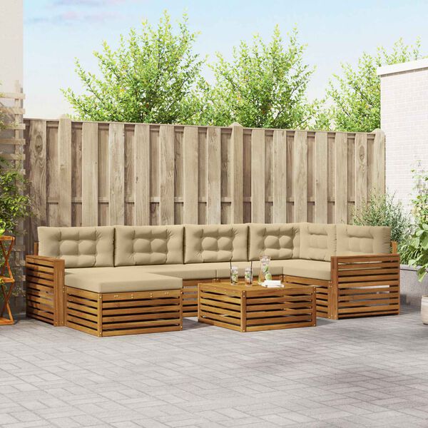 vidaXL Conjunto de Sof&aacute;s para Exterior 7 pcs Natural e Bege