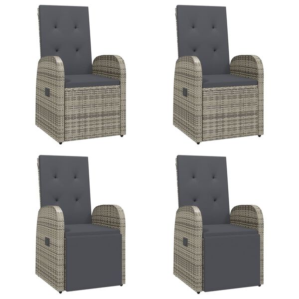 vidaXL 5 pcs conjunto de jantar p/ jardim c/ almofad&otilde;es vime PE cinza