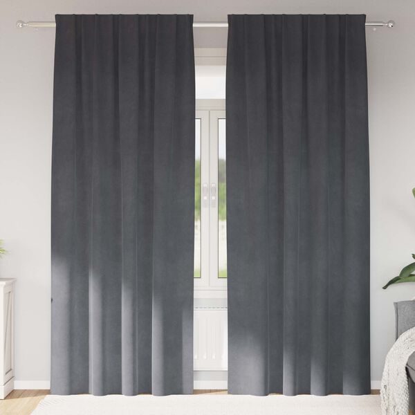 vidaXL Cortinas opacas 2 pcs Cinzento-claro 140 x 245 cm Veludo