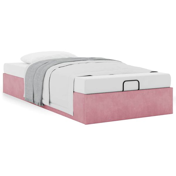 vidaXL Ottoman Bed Frame No Colch&atilde;o Rosa 80x200 cm Veludo