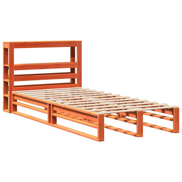 vidaXL Cama sem colchão 75x190 cm madeira de pinho maciça castanho-mel