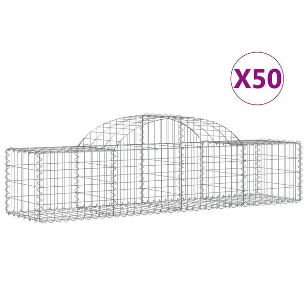 vidaXL Cestos gabião arqueados 50pcs 200x50x40/60 cm ferro galvanizado