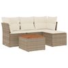 vidaXL 5 pcs conjunto de sof&aacute;s p/ jardim com almofad&otilde;es vime PE bege