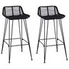 vidaXL Banco de bar 2 pcs Preto 44 x 46 x 91 cm Rattan e A&ccedil;o