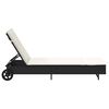 vidaXL Espreguiçadeira com rodas e almofadão vime PE preto