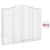 vidaXL Cestos gabi&atilde;o arqueados 11pcs 200x30x160/180 ferro galvanizado
