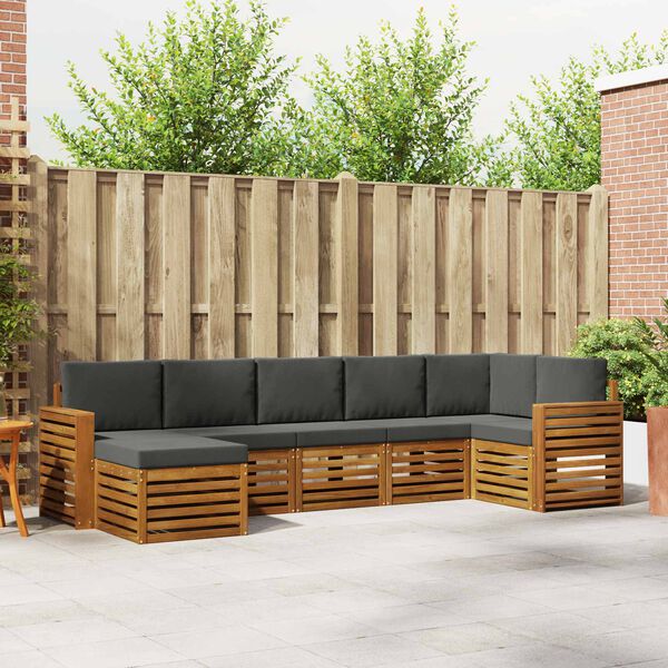 vidaXL Conjunto de Sof&aacute; Sectional 7 pcs Natural e Antracite