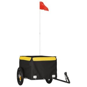 vidaXL Reboque para bicicleta 30 kg ferro preto e amarelo
