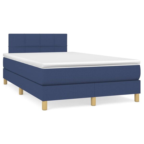 vidaXL Cama boxspring com colch&atilde;o 120x190 cm tecido azul