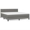 vidaXL Cama com molas/colch&atilde;o 180x200 cm tecido cinzento-escuro