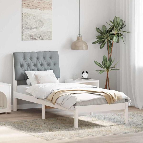 vidaXL Estrutura de Cama com Cabeceira Estofada Branco 80 x 200 cm