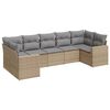 vidaXL 7 pcs conjunto de sof&aacute;s p/ jardim com almofad&otilde;es vime PE bege