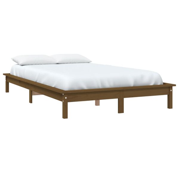 vidaXL Estrutura de cama 160x200 cm madeira pinho maci&ccedil;o castanho mel