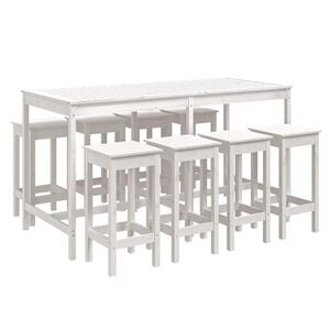 vidaXL 9 pcs conjunto de bar para jardim pinho maci&ccedil;o branco