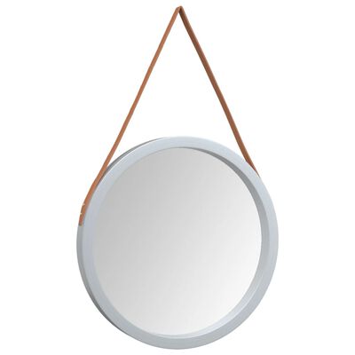 vidaXL Espelho de parede com alça Ø 55 cm prateado