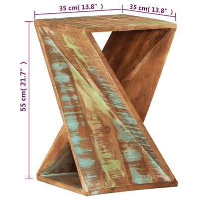 vidaXL Mesa de apoio 35x35x55 cm madeira recuperada maciça