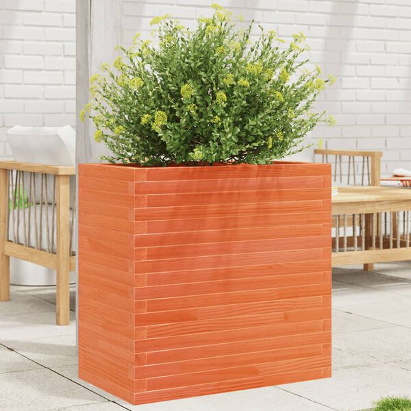 vidaXL Vaso/floreira de jardim 70x40x68,5cm pinho maci&ccedil;o castanho mel