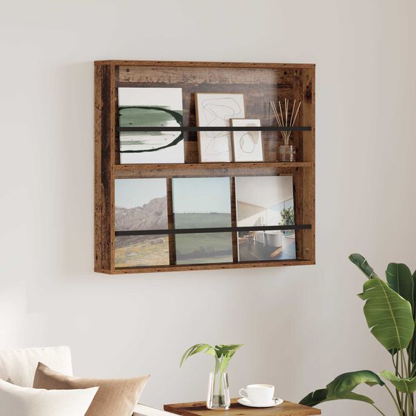 vidaXL Estante de Revistas Madeira antiga 80 x 12 x 70 cm