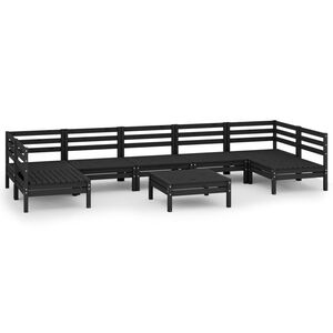 vidaXL 8 pcs conjunto lounge de jardim pinho maci&ccedil;o preto