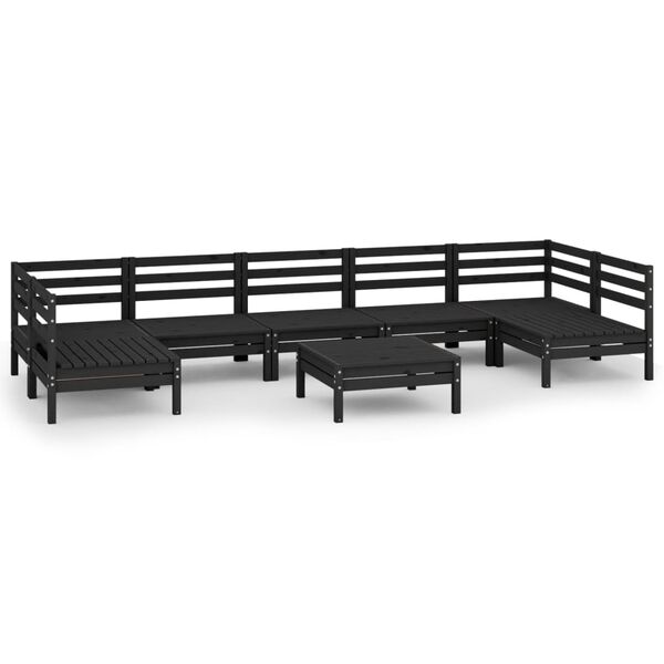 vidaXL 8 pcs conjunto lounge de jardim pinho maci&ccedil;o preto