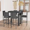 vidaXL 7 pcs conjunto de bar p/ exterior + almofadões vime PE cinzento