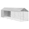 vidaXL Canil de exterior com teto 2x10x2,5 m a&ccedil;o galvanizado prateado