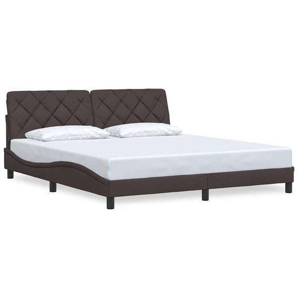 vidaXL Estrutura de cama sem colch&atilde;o 180x200 cm tecido castanho-escuro