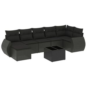 vidaXL 8 pcs conjunto sof&aacute;s de jardim com almofad&otilde;es vime PE preto