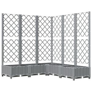 vidaXL Vaso/floreira jardim c/ treli&ccedil;a 120x120x121,5 cm PP cinza-claro