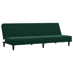 vidaXL Sof&aacute;-cama de 2 lugares veludo verde-escuro