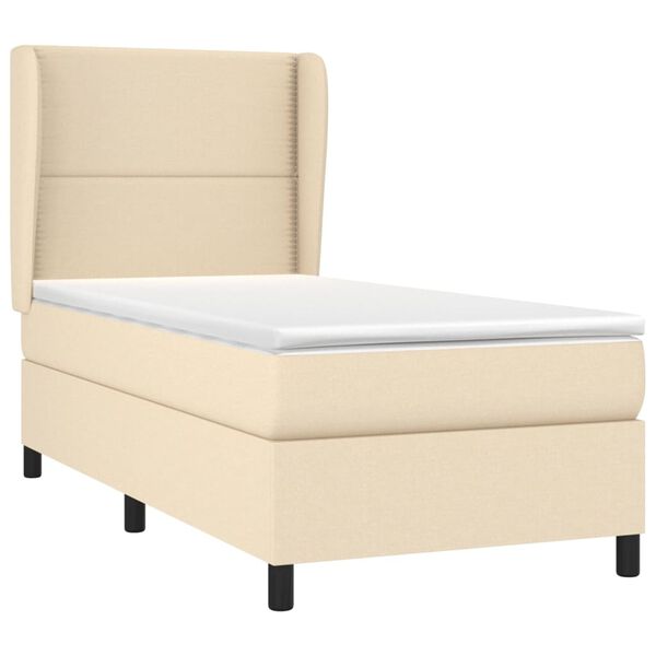 vidaXL Cama com molas/colch&atilde;o 90x190 cm tecido cor creme