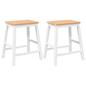 vidaXL Cadeiras de bar 2 pcs madeira de seringueira maci&ccedil;a branco