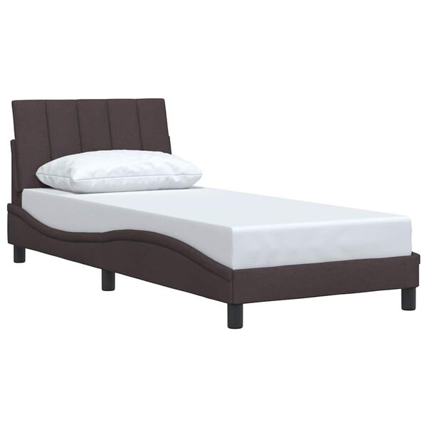 vidaXL Estrutura de cama sem colch&atilde;o Hanko 90x200 cm tecido castanho-escuro