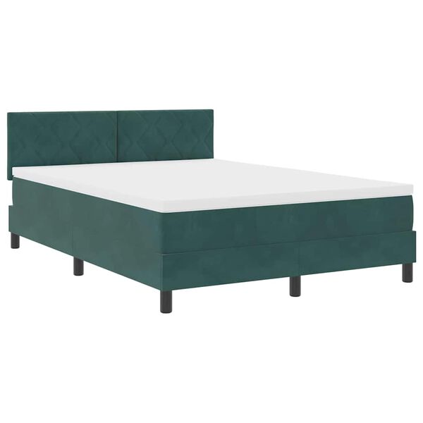 vidaXL Cama Box com colch&atilde;o Verde Escuro 160 x 200 cm Veludo