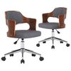 vidaXL Cadeiras jantar giratórias 2pcs madeira curvada/tecido cinzento