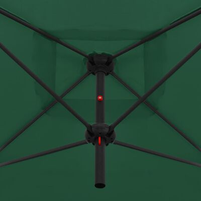 vidaXL Guarda-sol duplo com mastro de aço 250x250 cm verde